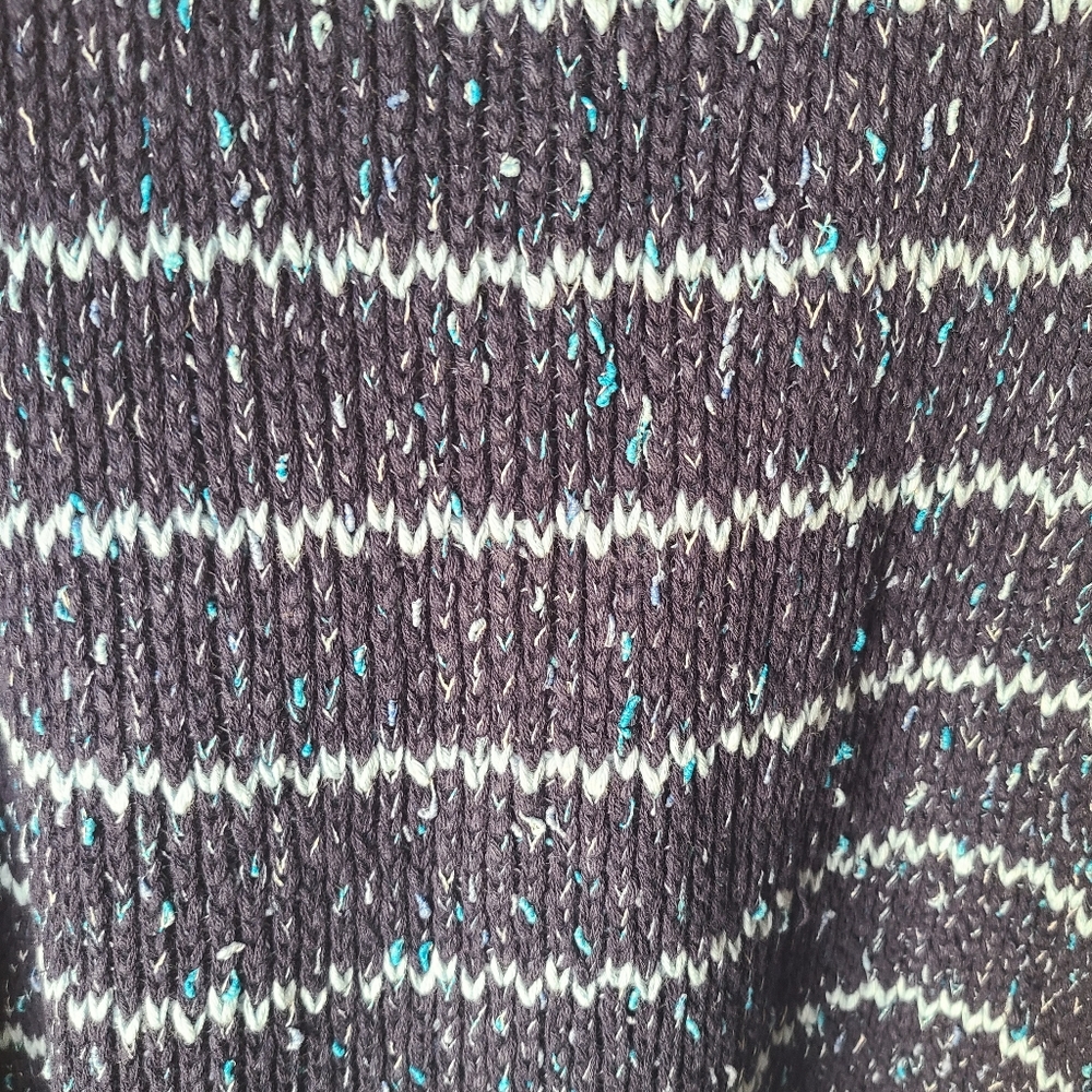Free People NWT Starlight Blue Striped Cotton Blend Heavy Knit Sweater - Picture 10 of 14